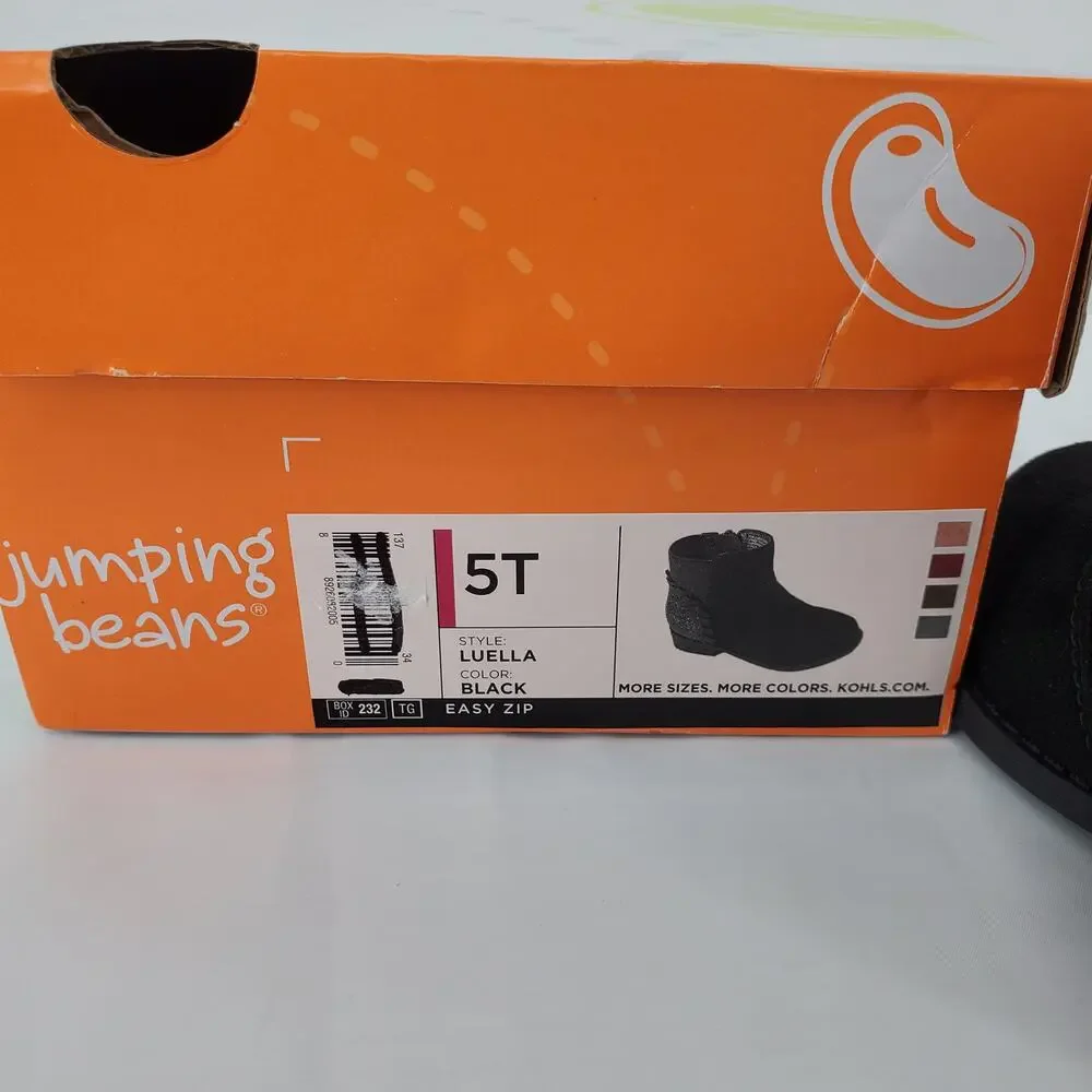 Jumping Beans Toddler‎ Girl 5T Luella Black Sparkle Ankle Boots New